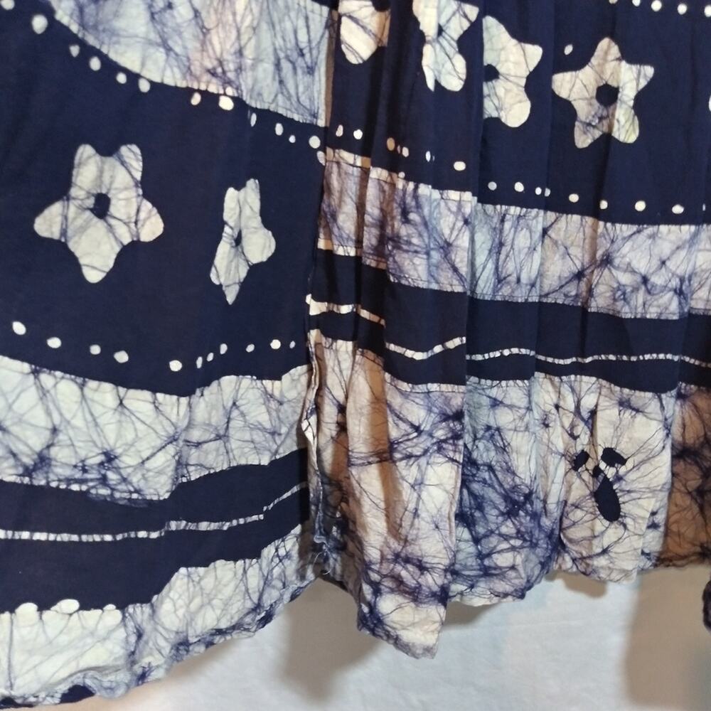 Summer Cotton Floral Patterned Blue and White Tie Dye Wrap Skirt Boho Size L - Picture 3 of 6